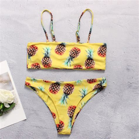 Girls Cute Bikini Set Low Waist Beachwear Big Chest Padded Swimwear