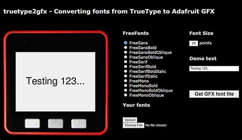 Truetype2gfx Converting Fonts From Truetype To The Adafruit Gfx