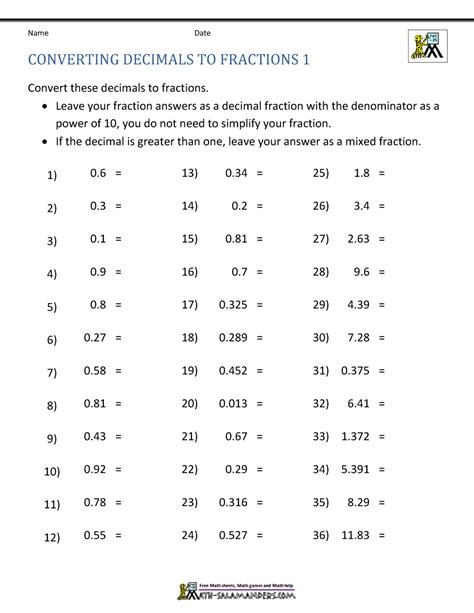 Decimal Worksheets For Grade 6