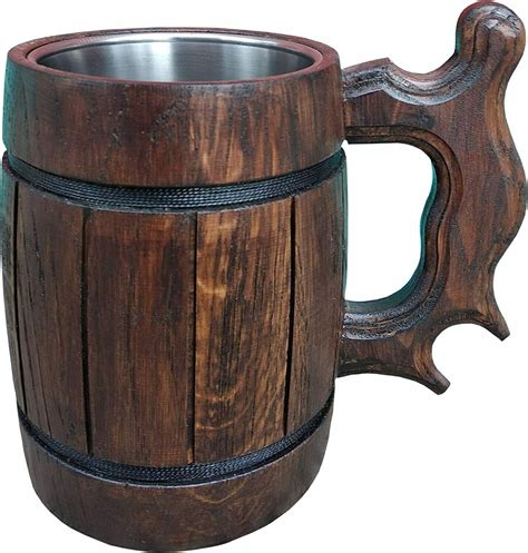 Handmade Wood Mug 20 Oz 06l Wood Carving Beer Mug Of Wood Etsy