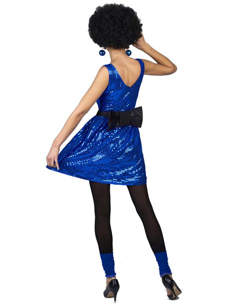 discokostüm pailletten kleid für damen blau günstige faschings kostüme bei karneval megastore
