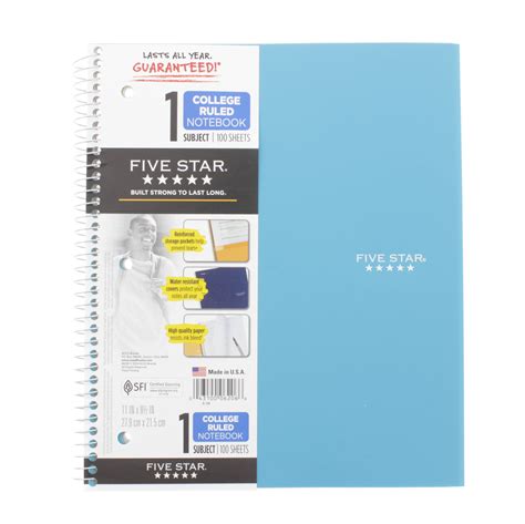 Mead Five Star 1 Subject Wirebound College Ruled Notebook Teal Shop