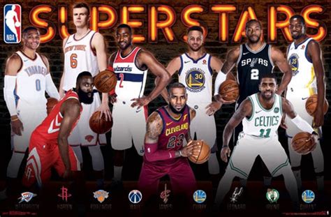 Nba Superstars 2017 18 Poster Durant Harden Lebron Curry Westbroo