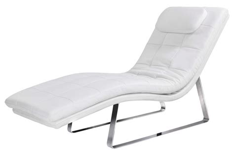 Modern style for an indoor chaise lounge chair with a convertible frame. Modern white leatherette chaise lounge Malaga - Modern - Indoor Chaise Lounge Chairs - san ...