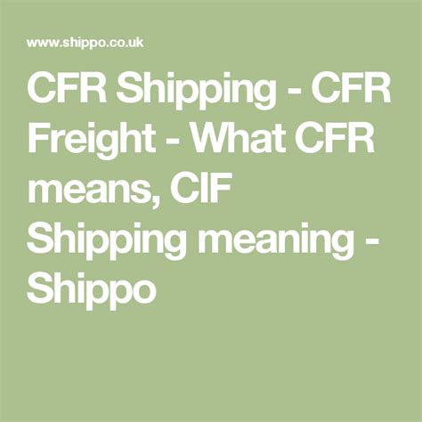 Cfr Shipping Cfr Freight What Cfr Means Cif Shipping Meaning