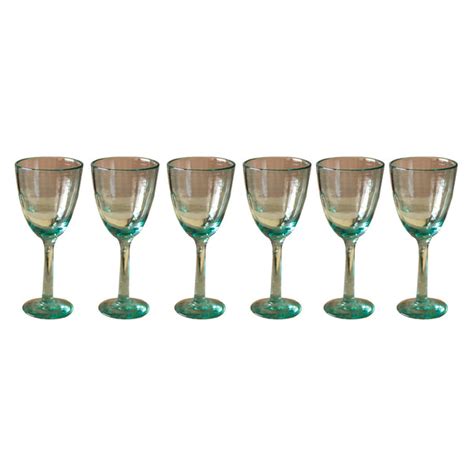 Set Of Six Recycled Glass Wine Glasses Woodwaves
