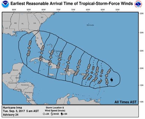 Sept 5 2017 608 Am Hurricane Irma Earliest Reasonable Arrival Of