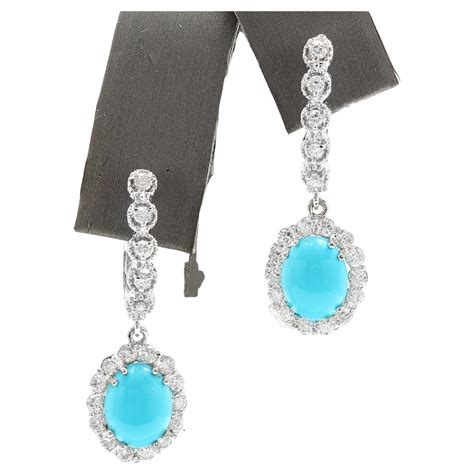Carats Natural Sapphire And Diamond K Solid White Gold Earrings