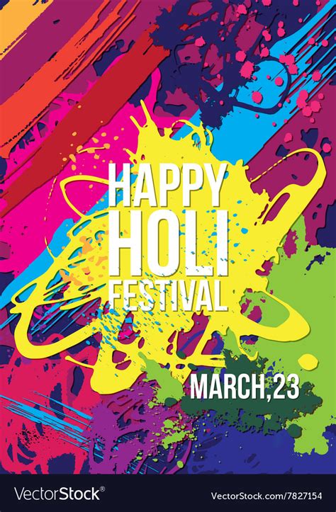 Holi Festival Poster Template Royalty Free Vector Image