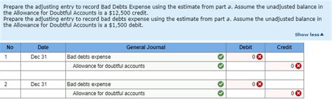 Using the allowance for doubtful accounts is particularly important to maintain financial statement accuracy, which should be important to any. Solved: Adjusting Entry To Record Bad Debts Expense Using ...