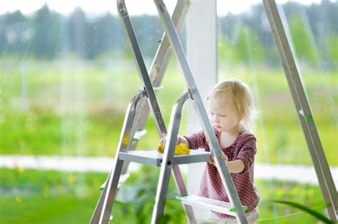 Little Toddler Girl Helping Her Mom To Clean Up Stock Image Image Of
