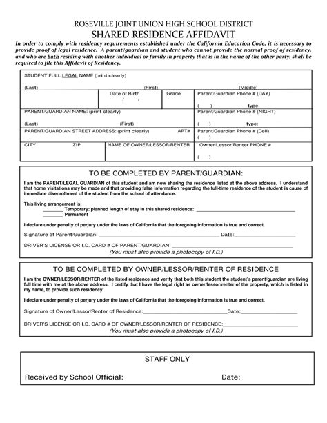 Affidavit Of Residence Form 9 Examples Format Pdf Examples