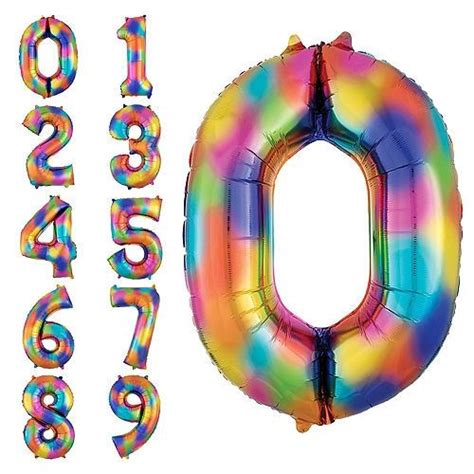 34in Rainbow Splash Number Balloon 0 Party City Number Balloons