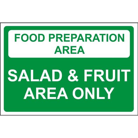 Food Preparation Area Salad And Fruit Area Colour Coded Food Safety Signs