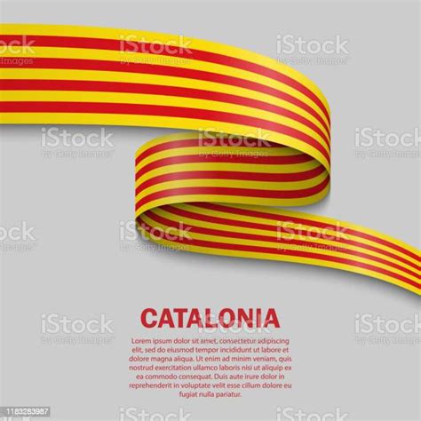 Waving Flag Of Catalonia On White Background Stock Illustration