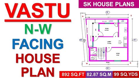 Vastu North West Facing House Plan 99 Sqyds 892 Sqft 8287 Sqm