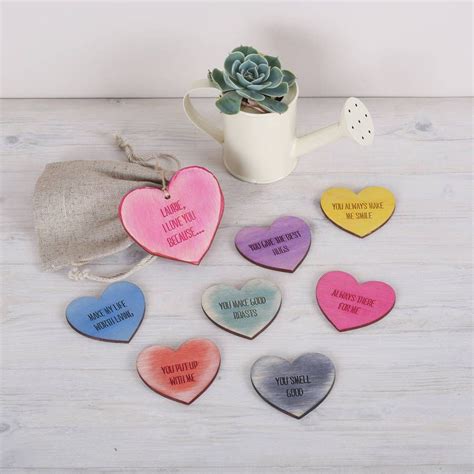 I Love You Because Personalised Love Heart Tokens Personalised Love Hearts Personalized T