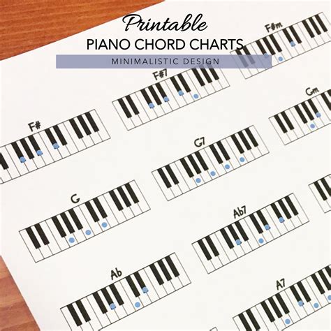 Piano Chord Charts Printable Pdf Format Letter Size Print At Home Etsy