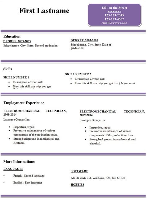 Simple Resume Template 47 Free Samples Examples Format Download
