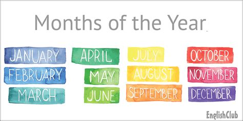 Months Of The Year Vocabulary Englishclub