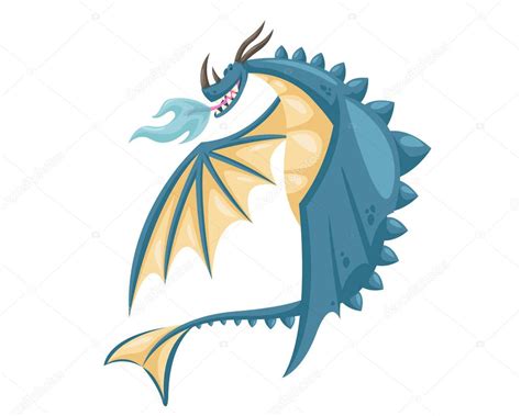 Cute Happy Flying Dragon Illustration — Stock Vector © Naulicreative