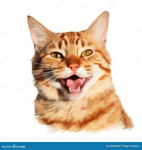 A Cat With Its Mouth Open And It S Tongue Out Stock Illustration