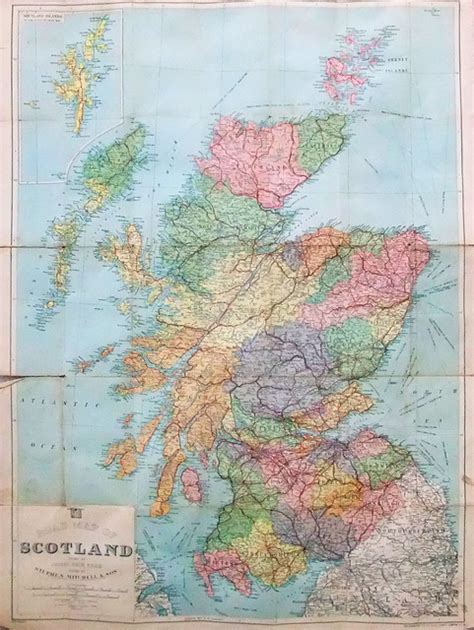 Vintage Road Map Of Scotland By Stephen Mitchell And Son Rare Vintage