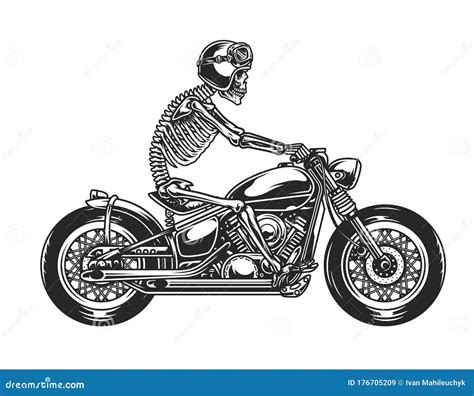 Skeleton Biker Driving Motorcycle Stock Vector Illustration Of