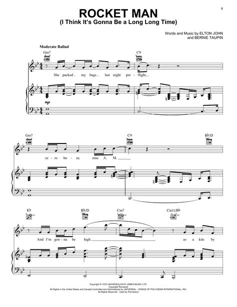 Rocket man for piano solo, easy piano sheet music. Rocket Man (I Think It's Gonna Be A Long Long Time) | Sheet Music Direct