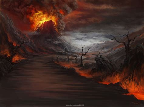 火山 Gothic Fantasy Art Fantasy Concept Art Fantasy Art Landscapes