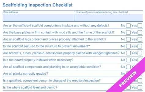 Scaffolding Inspection Checklist Template Hourly Workforce Tracking