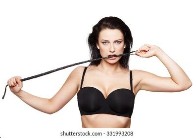 Sexy Brunette Woman Bra Bite Whip Stock Photo Shutterstock