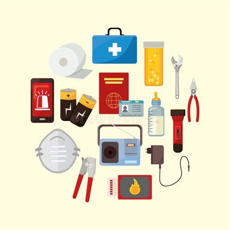 Emergency Kit Icons Around Stock Vector Illustration Of Recovery