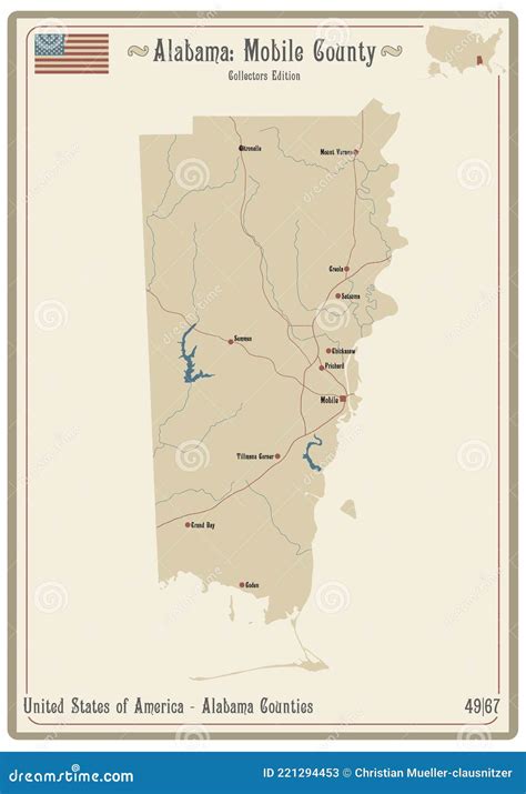 Map Of Mobile County In Alabama Stock Vector Illustration Of
