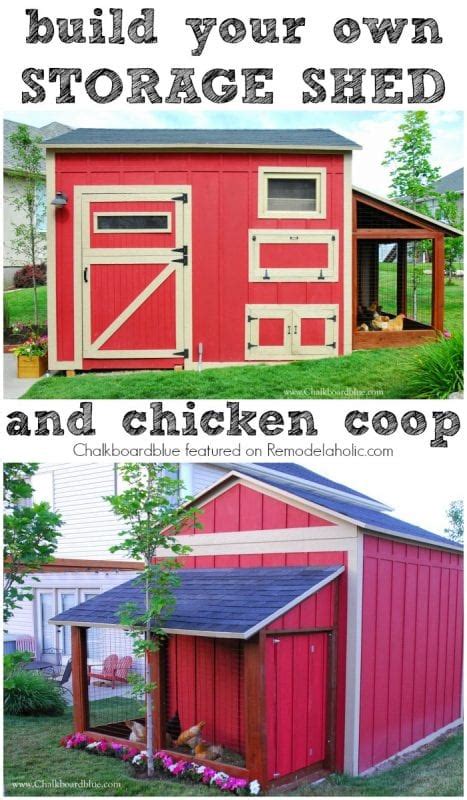 Attached shed to the back of our home! Remodelaholic | Cute DIY Chicken Coop with Attached ...