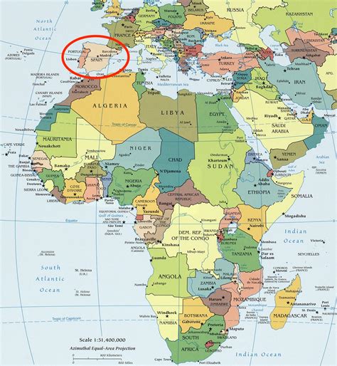 Map Of Spain And Africa Africa And Spain Map Southern Europe Europe