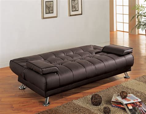 Faux Leather Convertible Sofa Bed With Removable Armrests 300148 From