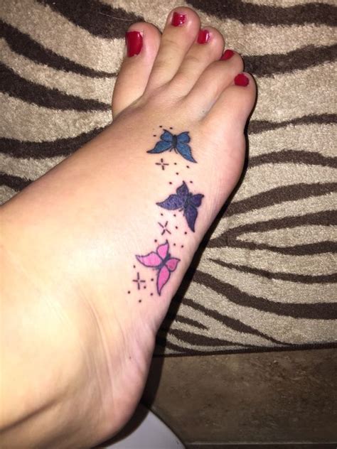 21 butterfly foot tattoos for girls