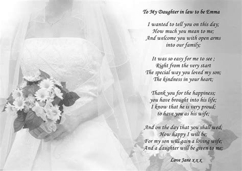 This touching video poem will surely put a tear in her eye a. A4 PERSONALISED POEM TO DAUGHTER OR DAUGHTER IN LAW ON ...