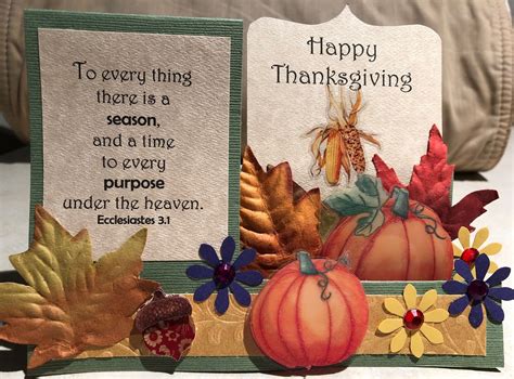 A Thanksgiving Greeting Card With Side Step Design The Left Side Has A