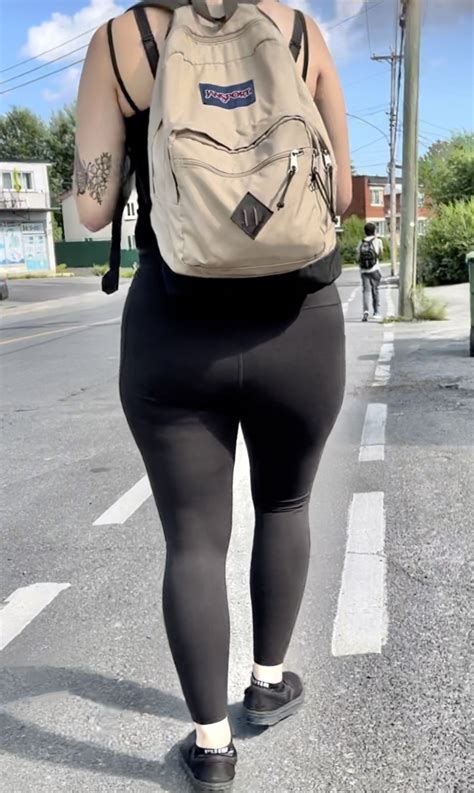Following The Tattooed College Babe In Leggings Spandex Leggings