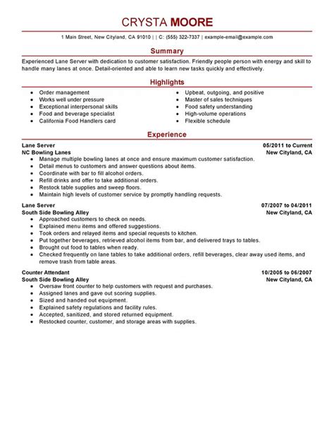 Unforgettable Lane Server Resume Examples To Stand Out Myperfectresume