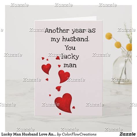 Lucky Man Husband Love Anniversary Valentine S Day Card Zazzle Valentines Card For Husband
