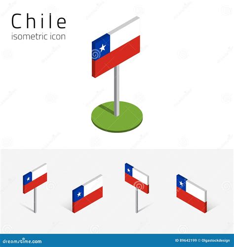 Chile Flag Vector Set Of 3d Isometric Flat Icons Stock Vector
