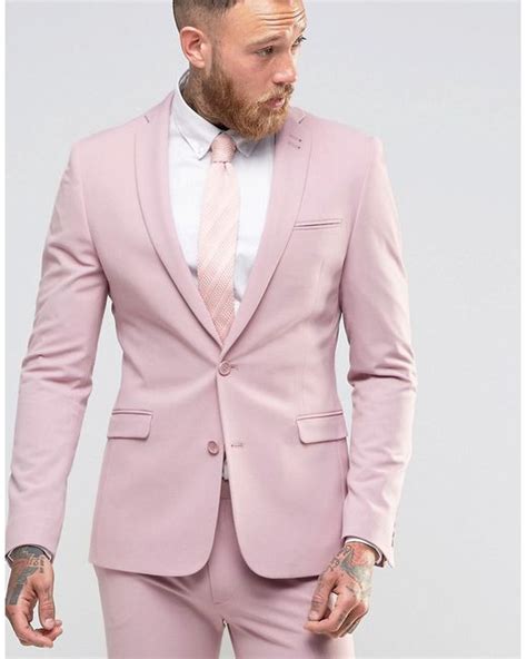Asos Super Skinny Fit Suit Jacket In Pink For Men Lyst