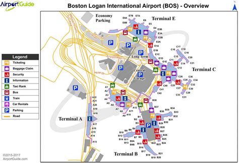 Mapa Do Aeroporto De Boston Terminais Aeroportuários E Portões Do