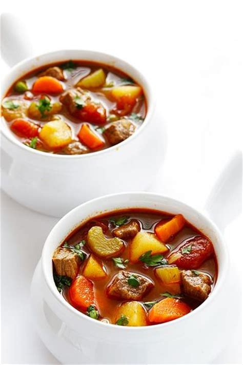 Best homemade vegetable beef soup from delicious soup recipes saving room for dessert. Homemade Vegetable Beef Soup | AllFreeSlowCookerRecipes.com
