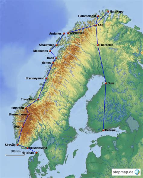 Stepmap Finnland Norwegen 2012 Landkarte Für Norwegen