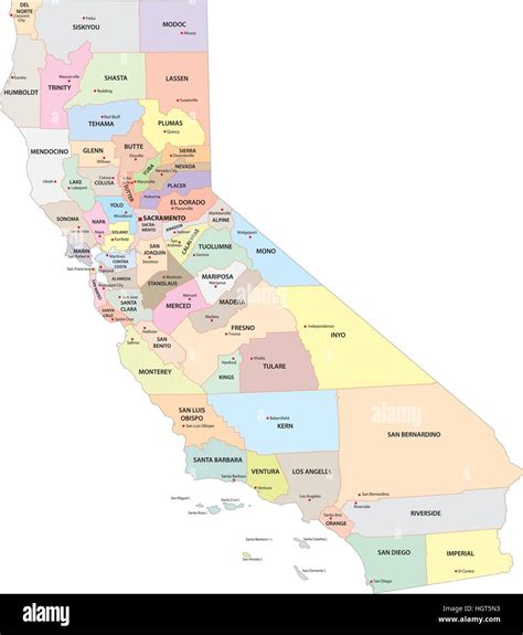 California Politica E Amministrativa Di Mappa Immagine E Vettoriale Alamy