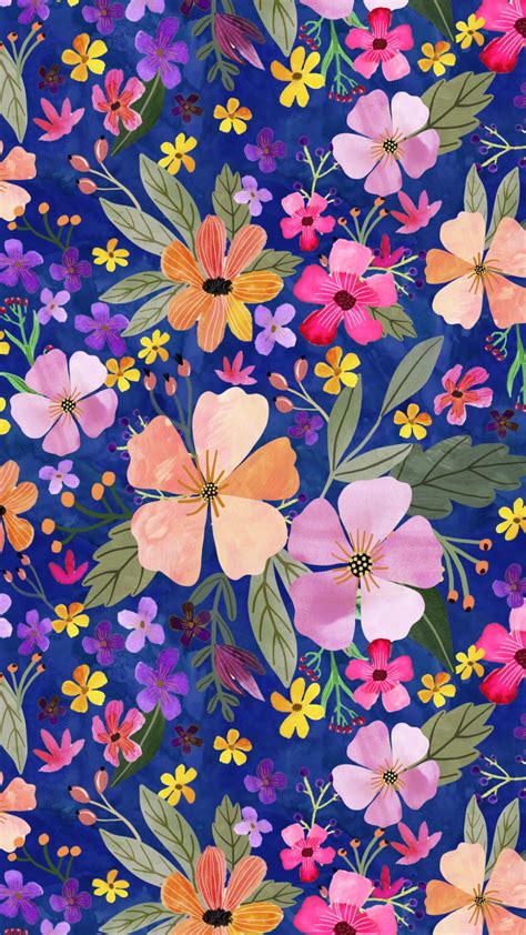 Flora Creativa Fabric By Mia Charro In Spoonflower Flower Iphone